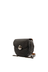Siyah Oval Mini Parlak Çanta