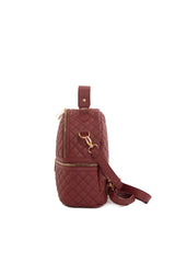 Bordo Kapitone Logo Ayrıntılı Sırt Çantası