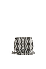 Beyaz Oval Kilim Desenli Mini Çanta