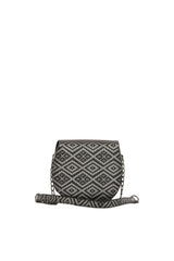 Gümüş Oval Kilim Desenli Mini Çanta