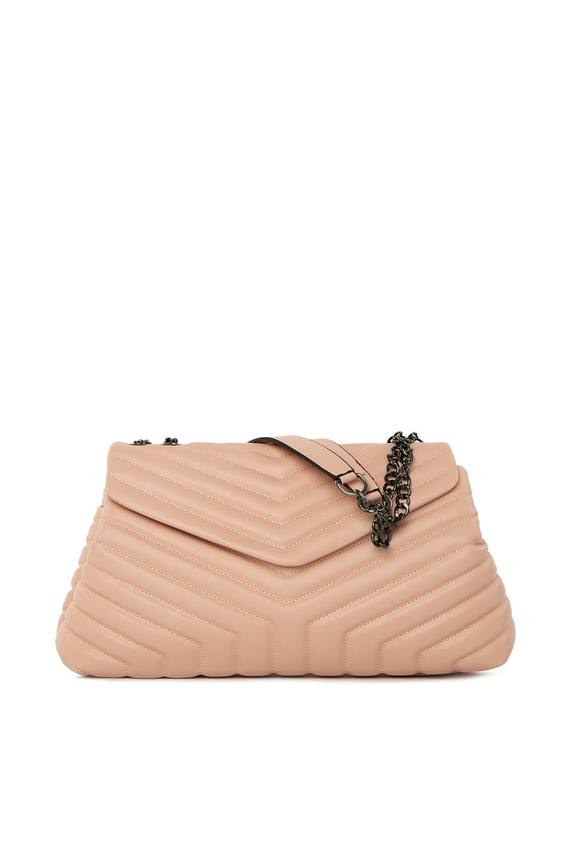 Pembe V Nakışlı Çanta