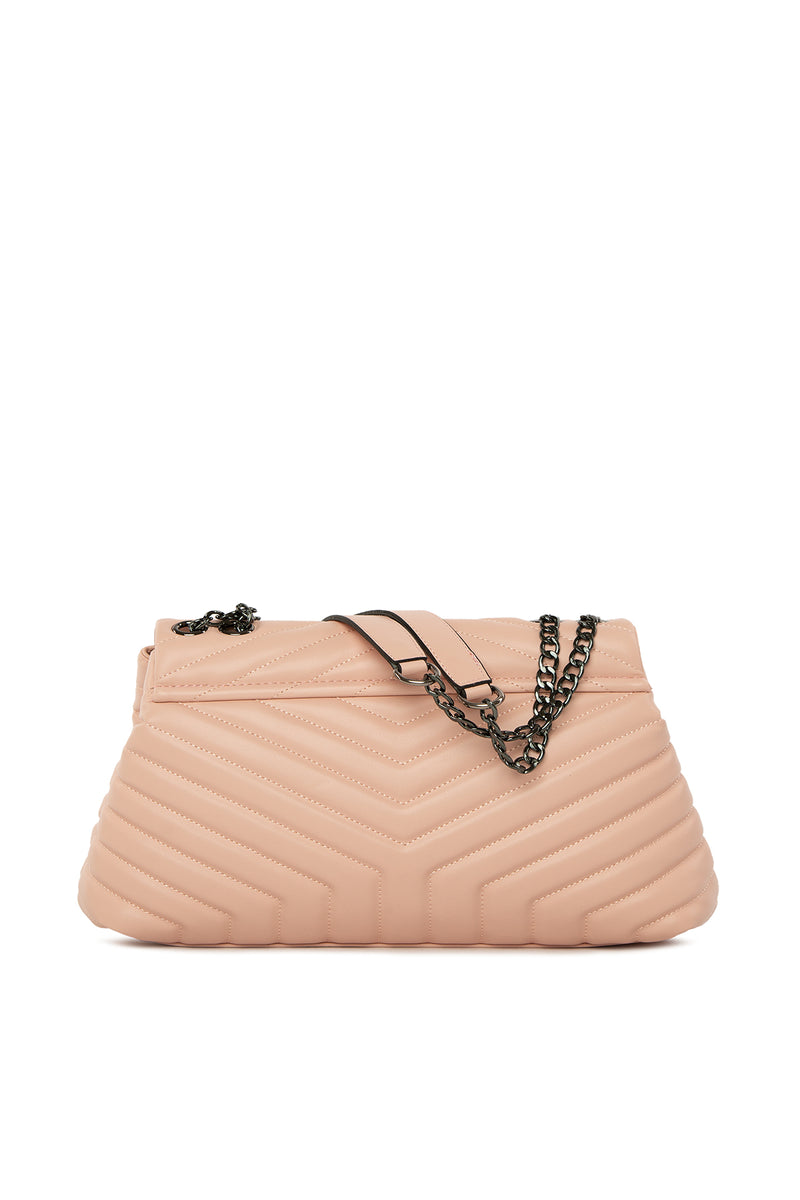 Pembe V Nakışlı Çanta