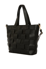 Siyah Örgü Derili Büyük Çanta