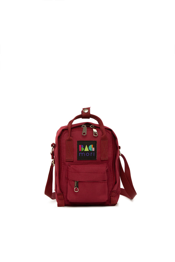 Bordo Çapraz Kare Paraşüt Mini Çanta