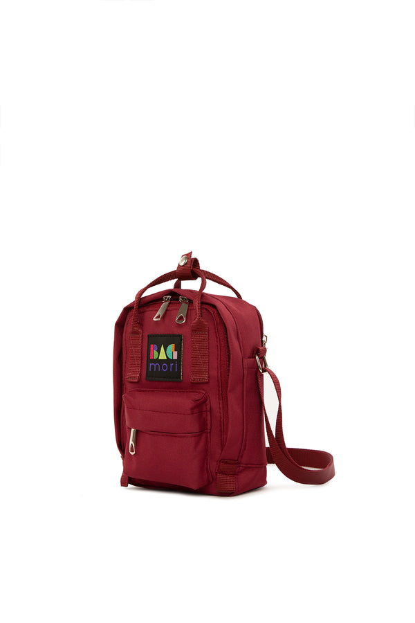 Bordo Çapraz Kare Paraşüt Mini Çanta