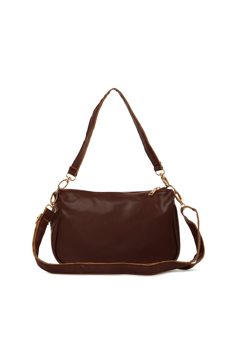 Bordo Mini Baget Çanta