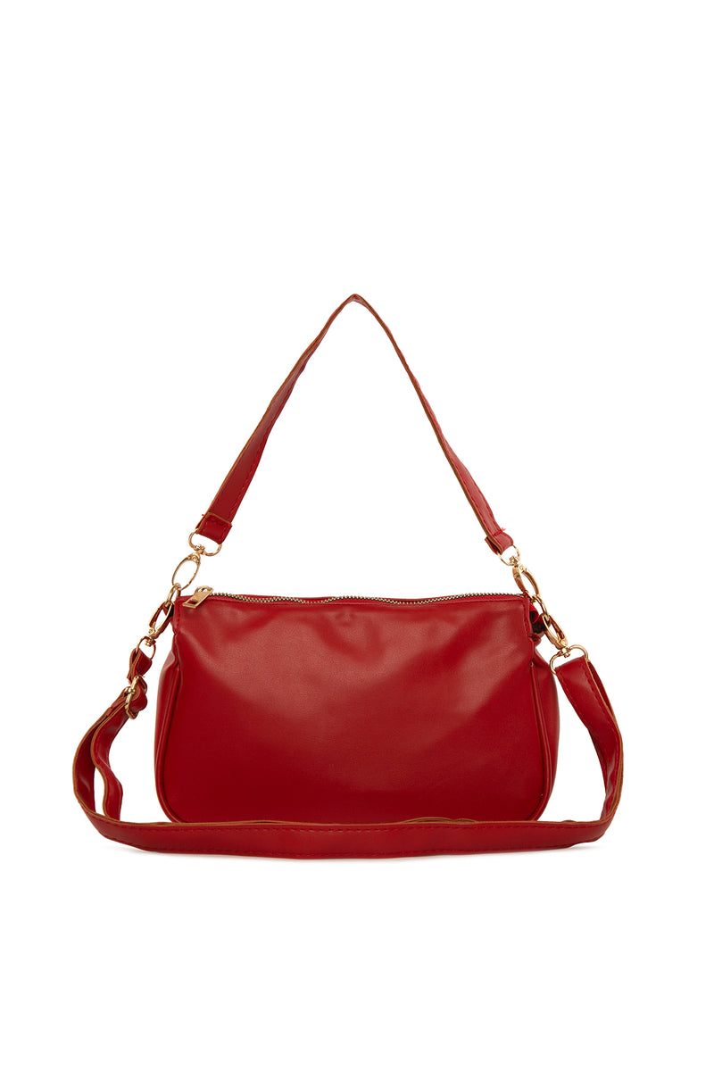 Kırmızı Mini Baget Çanta