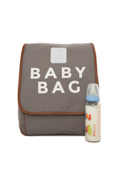 Gri Baby Bag Baskılı Kapaklı Sırt Çantası