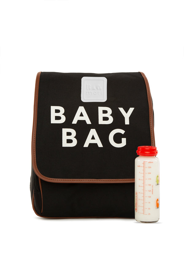 Siyah Baby Bag Baskılı Kapaklı Sırt Çantası